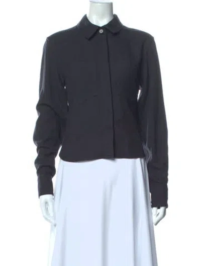 Pre-owned Nicholas K Wool Long Sleeve Button-up Top In Gray