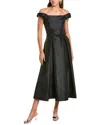 Nicholas Kaden Bow Off-shoulder Midi Dress In Black