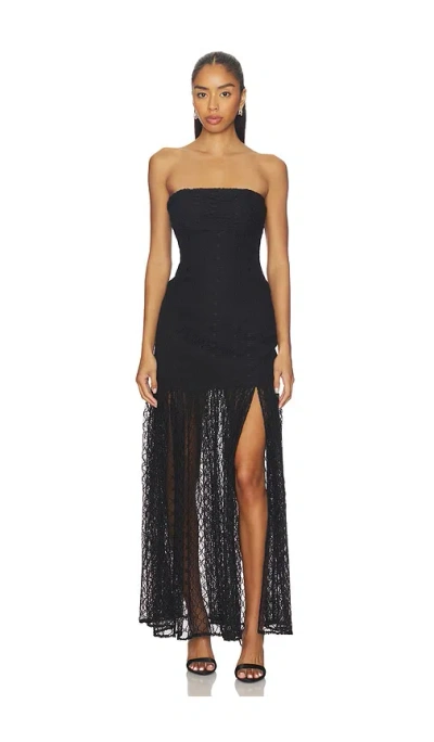 Nicholas Kairo Strapless Lace Maxi Dress In Black