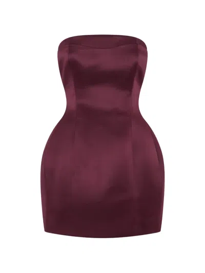 Nicholas Kaline Strapless Mini Dress In Burgundy