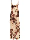 Nicholas Ruffled Printed Silk-chiffon Gown In Neutrals