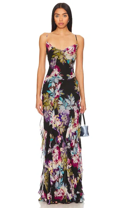 Nicholas Kamila Ruffle Cowl Gown In Multi