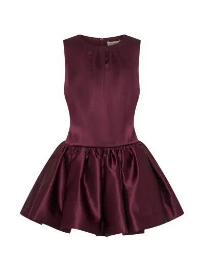 Nicholas Karina Gathered Mini Dress In Burgundy