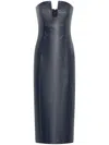 Nicholas Katherine Faux-leather Midi Dress In Blau