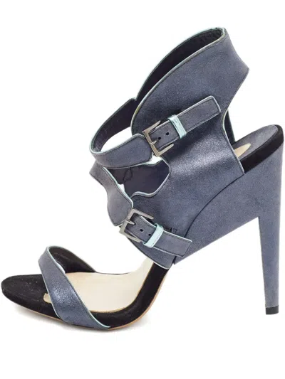 Pre-owned Nicholas Kirkwood 130mm Cut-out Suede Sandals In Blue