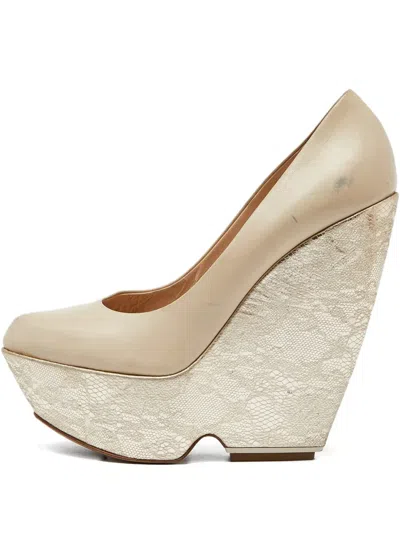 Pre-owned Nicholas Kirkwood 155mm Leather Wedge Pumps