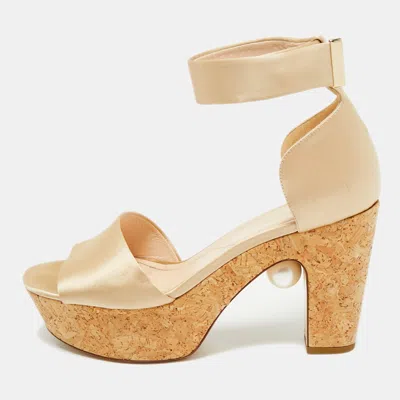 Nicholas Kirkwood Beige Satin Platform Sandals In Multi