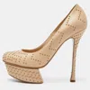 Nicholas Kirkwood Beige Studded Leather Platform Pumps In Brown