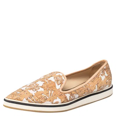 Nicholas Kirkwood Beige/white Cork And Fabric Pointed Toe Slip On Sneakers In Neutral