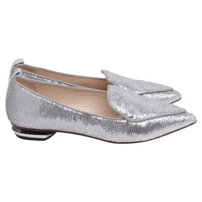 Nicholas Kirkwood Beya Pointed Ballet Flats In Silver Sequin In Gray