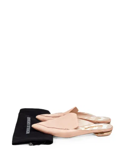 Pre-owned Nicholas Kirkwood Beya Pointed-toe Flat Mules In Neutral