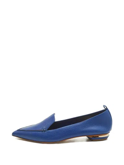 Pre-owned Nicholas Kirkwood Beya Sculpted-heel Leather Loafers In Blue