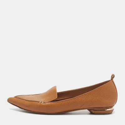 Pre-owned Nicholas Kirkwood Beya Size 37.5 Brown Leather Smoking Slippers