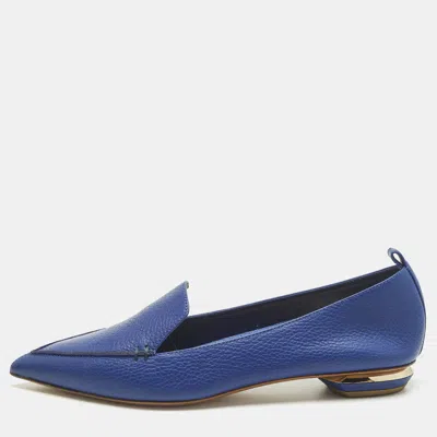 Pre-owned Nicholas Kirkwood Beya Size 40.5 Blue Leather Loafers