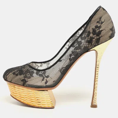 Nicholas Kirkwood Black Lace Platform Pumps