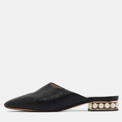 Nicholas Kirkwood Black Leather Casati Flat Mules