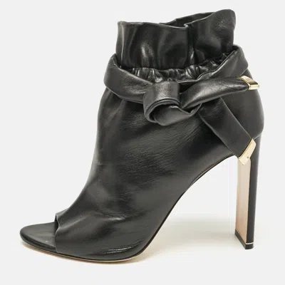 Pre-owned Nicholas Kirkwood Black Leather Open Toe Ankle Boots Size 41