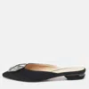 Nicholas Kirkwood Black Satin Eden Crystals Embellished Flat Mules In Black