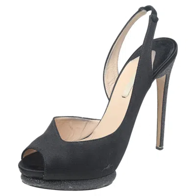 Nicholas Kirkwood Black Satin Platform Slingback Sandals