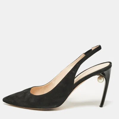 Nicholas Kirkwood Black Suede Mia Slingback Pumps In Gray