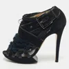 Nicholas Kirkwood Black/blue Suede And Fabric Criss Cross Platform Booties In Black