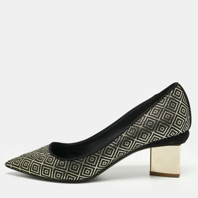 Nicholas Kirkwood Black/gold Diamond Quilt Jacquard Pointed Toe Pumps In Multi