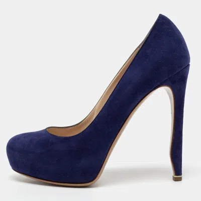 Nicholas Kirkwood Blue Suede Platform Pumps