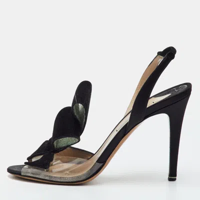 Pre-owned Nicholas Kirkwood Bow Size 38 Black Pvc And Suede Slingback Sandals
