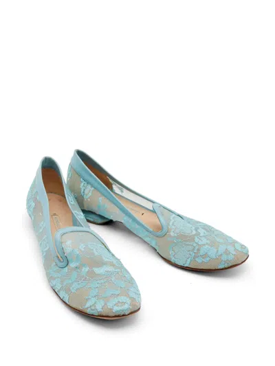 Pre-owned Nicholas Kirkwood Casati Lace Ballet Flats In Blue