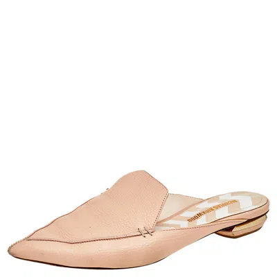 Nicholas Kirkwood Cream Leather Pointed Toe Beya Flat Mule Sandals In Pink