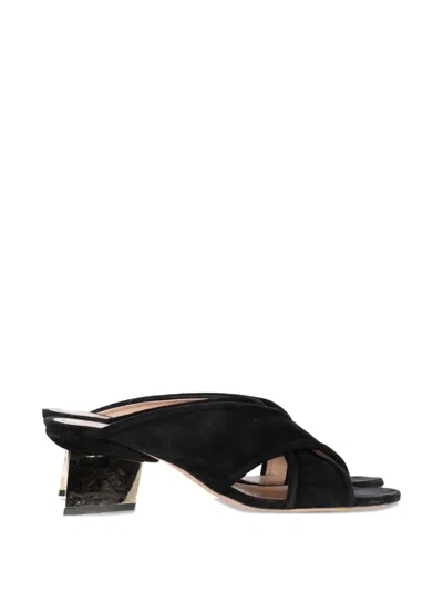 Pre-owned Nicholas Kirkwood Cross-strap Sculpted Mules In Black