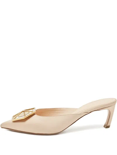 Pre-owned Nicholas Kirkwood Eden Satin Crystal Sandals In Neutral
