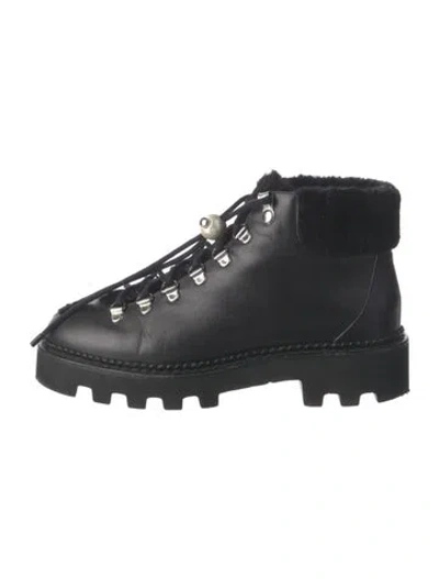 Pre-owned Nicholas Kirkwood Faux Pearl Accents Leather Lace-up Boots In Black