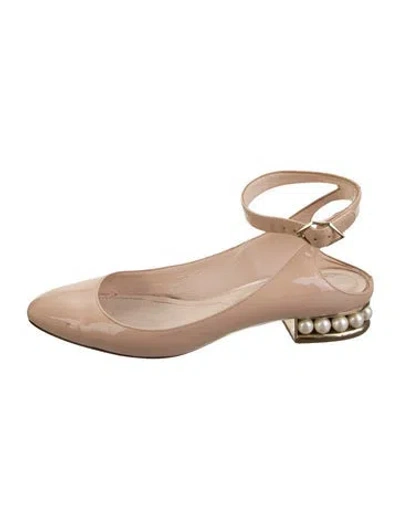 Pre-owned Nicholas Kirkwood Faux Pearl Accents Patent Leather Flats In Neutrals
