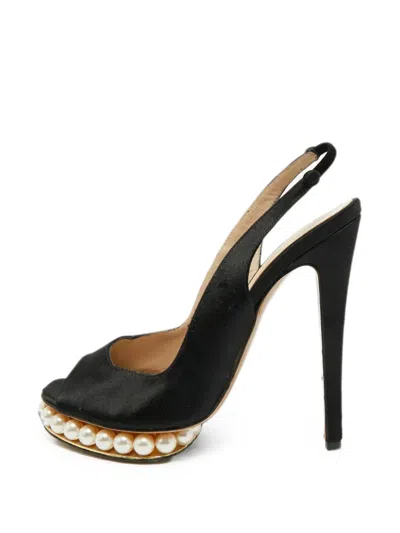 Pre-owned Nicholas Kirkwood Faux-pearl Platform Sandals In Black
