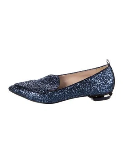 Pre-owned Nicholas Kirkwood Glitter Patterned Loafers In Blue