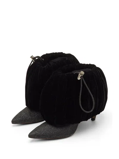 Pre-owned Nicholas Kirkwood Glitter Velvet Ankle Boots In Black