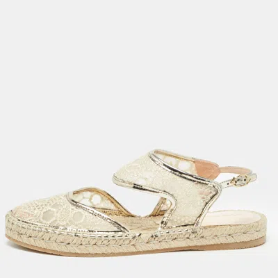 Pre-owned Nicholas Kirkwood Gold Lace And Mesh Espadrilles Slingback Flats Size 36