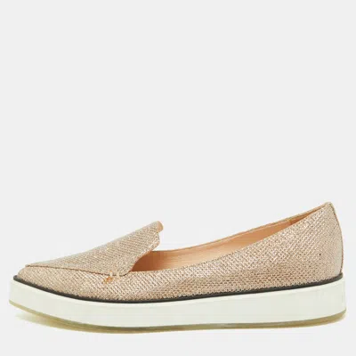 Nicholas Kirkwood Gold Metallic Lurex Fabric Alona Loafers In Neutral