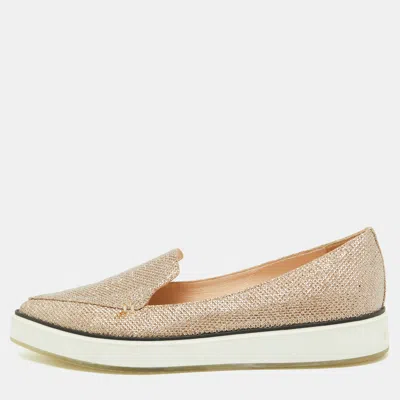 Pre-owned Nicholas Kirkwood Gold Metallic Lurex Fabric Alona Loafers Size 37.5