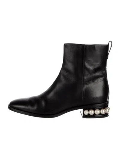 Pre-owned Nicholas Kirkwood Leather Beaded Accents Boots In Black