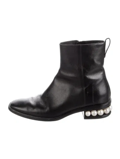 Pre-owned Nicholas Kirkwood Leather Beaded Accents Boots In Black