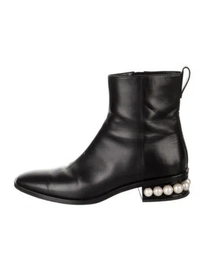 Pre-owned Nicholas Kirkwood Leather Beaded Accents Boots In Black