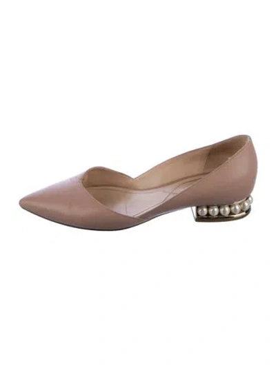 Pre-owned Nicholas Kirkwood Leather Beaded Accents Flats In Neutrals