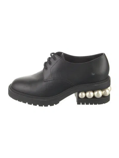 Pre-owned Nicholas Kirkwood Leather Beaded Accents Oxfords In Black