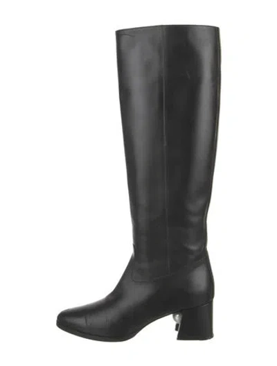 Pre-owned Nicholas Kirkwood Leather Beaded Accents Riding Boots In Black