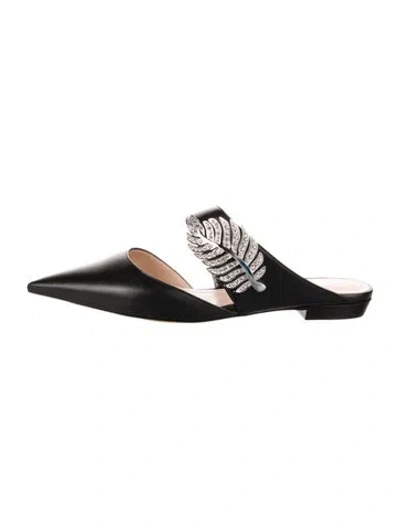 Pre-owned Nicholas Kirkwood Leather Crystal Embellishments Mules W/ Tags In Black