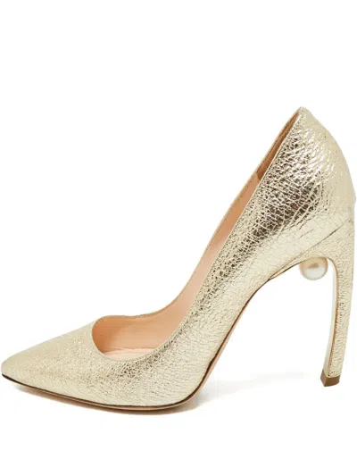 Pre-owned Nicholas Kirkwood Leather Embellished Pumps In Gold