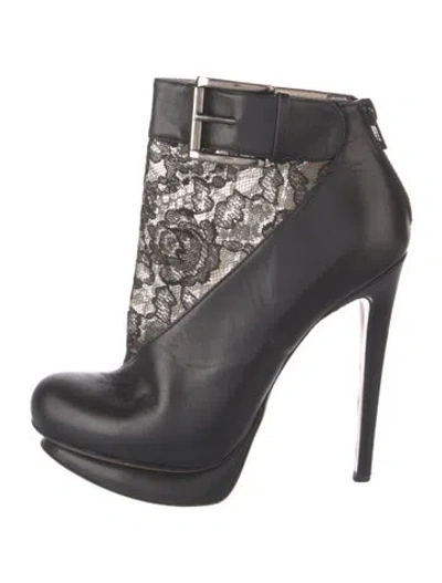 Pre-owned Nicholas Kirkwood Leather Lace Pattern Boots In Black