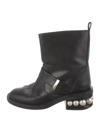 Pre-owned Nicholas Kirkwood Leather Moto Boots In Black